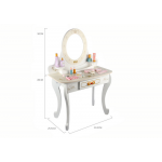 Veľký elegantný drevený toaletný stolík so zrkadlom Princezná biela